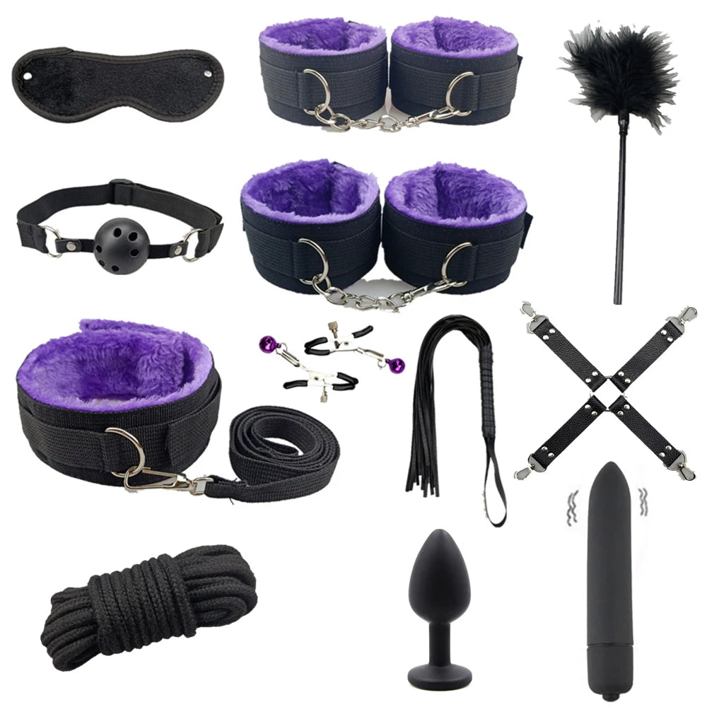 Bondage Set Sex Toys Bdsm Handcuffs Vibrator Anal Plug sm Whip Erotic Toys Adult Games Sex Shop Harness Sexy Toys For Couples