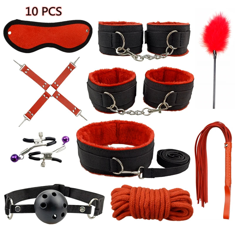 Bondage Set Sex Toys Bdsm Handcuffs Vibrator Anal Plug sm Whip Erotic Toys Adult Games Sex Shop Harness Sexy Toys For Couples