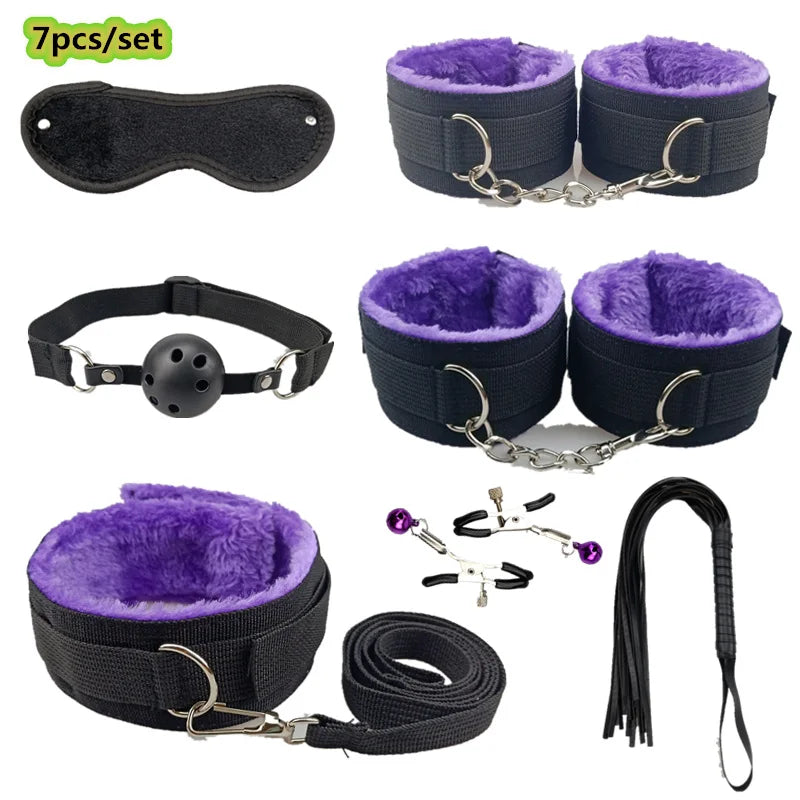 Bondage Set Sex Toys Bdsm Handcuffs Vibrator Anal Plug sm Whip Erotic Toys Adult Games Sex Shop Harness Sexy Toys For Couples