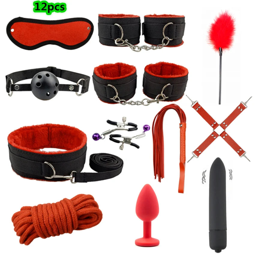 Bondage Set Sex Toys Bdsm Handcuffs Vibrator Anal Plug sm Whip Erotic Toys Adult Games Sex Shop Harness Sexy Toys For Couples