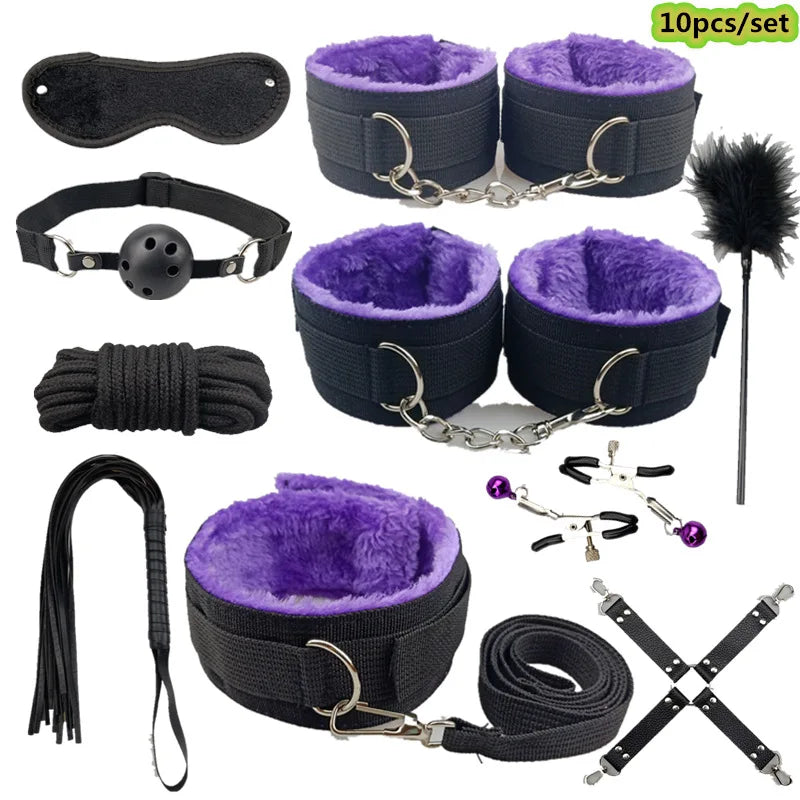 Bondage Set Sex Toys Bdsm Handcuffs Vibrator Anal Plug sm Whip Erotic Toys Adult Games Sex Shop Harness Sexy Toys For Couples