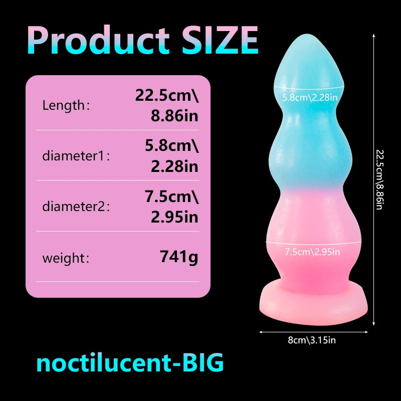 Huge Luminous Anal Plug Animal Dildos Suction Cup Dick Erotic Anal Sex Toy Soft Silicone Clitoris Vaginal Butt Masturbator Penis