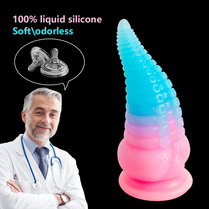 Huge Luminous Anal Plug Animal Dildos Suction Cup Dick Erotic Anal Sex Toy Soft Silicone Clitoris Vaginal Butt Masturbator Penis