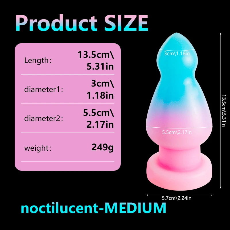 Huge Luminous Anal Plug Animal Dildos Suction Cup Dick Erotic Anal Sex Toy Soft Silicone Clitoris Vaginal Butt Masturbator Penis