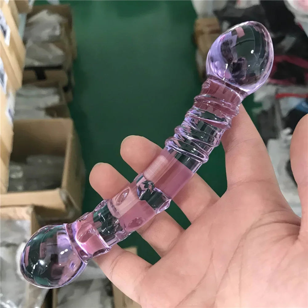 BDSM Fetish Crystal Butt Plug Vagina Pleasure Wand Glass Anal Dildo Bead Fake Adult Masturbate Sex Toys For Women Men Gay