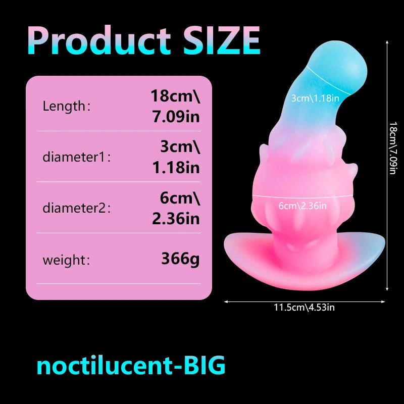 Huge Luminous Anal Plug Animal Dildos Suction Cup Dick Erotic Anal Sex Toy Soft Silicone Clitoris Vaginal Butt Masturbator Penis