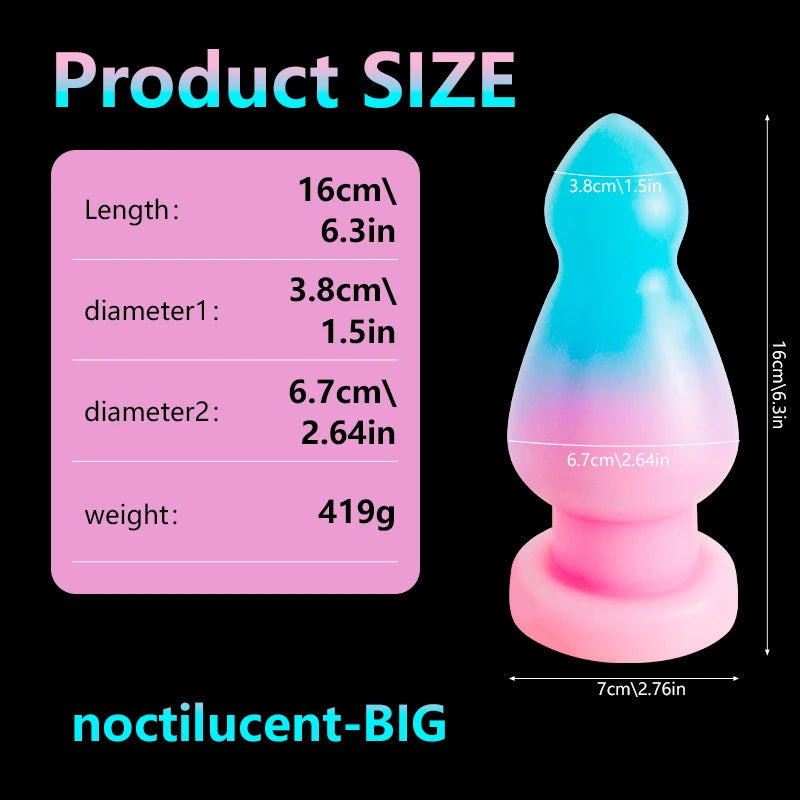 Huge Luminous Anal Plug Animal Dildos Suction Cup Dick Erotic Anal Sex Toy Soft Silicone Clitoris Vaginal Butt Masturbator Penis